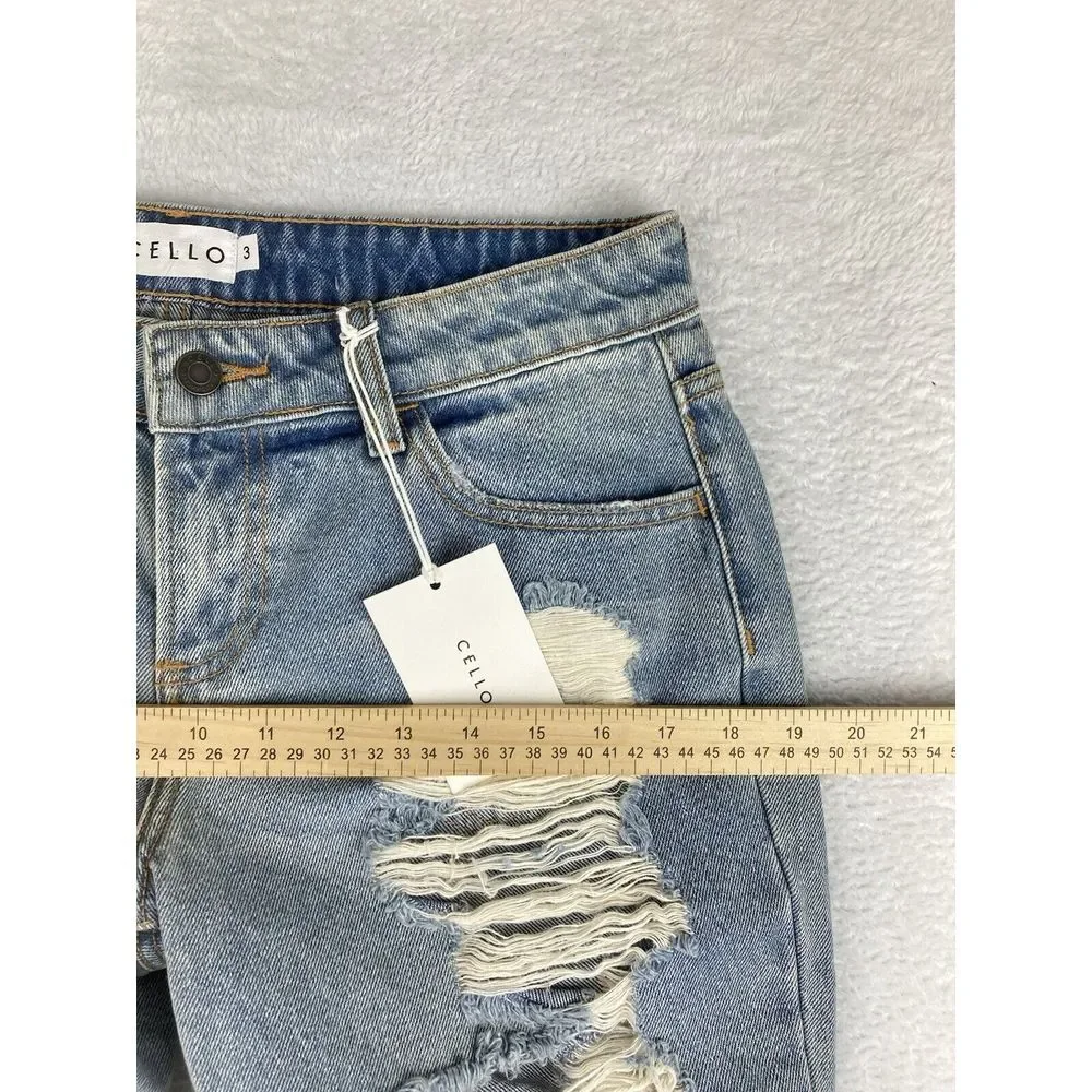 Cello Womens Jeans Blue Size‎ 3 Slim Ripped Mid Rise Size 3 NWT - Picture 6 of 15